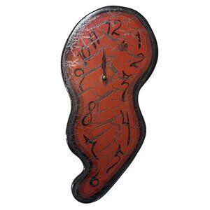 Melting Surreal Red And Black Wall Clock With Abstract Design Quartz Movement